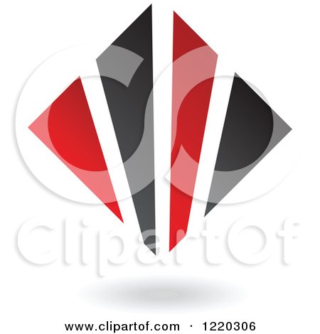 Clipart of a Black and Red Abstract Diamond 4 - Royalty Free Vector Illustration by cidepix