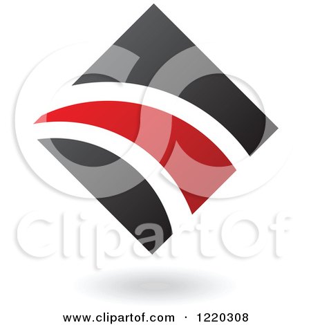 Clipart of a Black and Red Abstract Diamond - Royalty Free Vector Illustration by cidepix