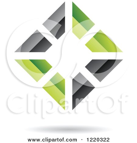 Clipart of a 3d Black and Green Abstract Diamond - Royalty Free Vector Illustration by cidepix