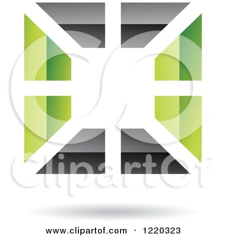 Clipart of a Floating Green and Black Square Icon - Royalty Free Vector Illustration by cidepix