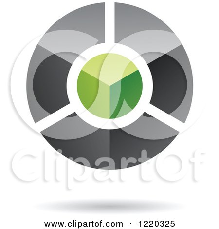 Clipart of a Floating Green and Black 3d Circle Icon - Royalty Free Vector Illustration by cidepix