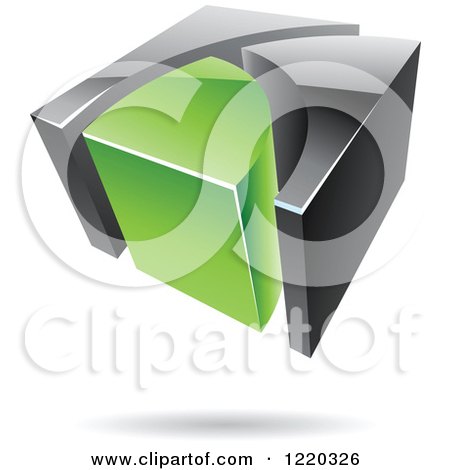 Clipart of a 3d Abstract Green and Black Logo 3 - Royalty Free Vector Illustration by cidepix