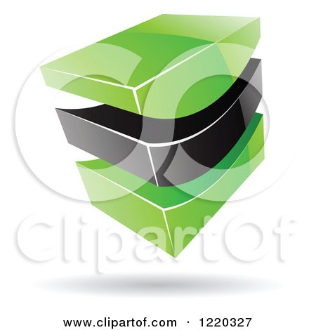 Clipart of a 3d Abstract Green and Black Logo 2 - Royalty Free Vector Illustration by cidepix