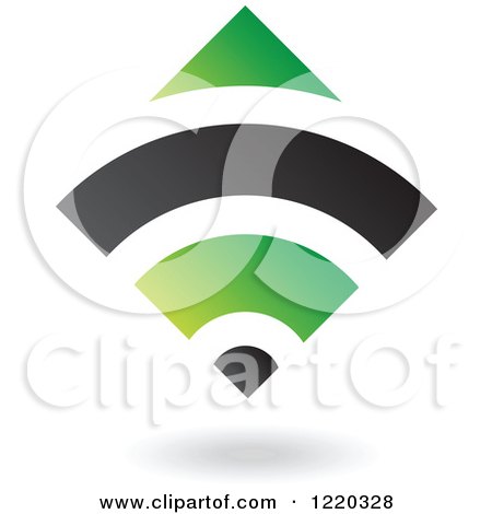 Clipart of a Black and Green Abstract Diamond 4 - Royalty Free Vector Illustration by cidepix