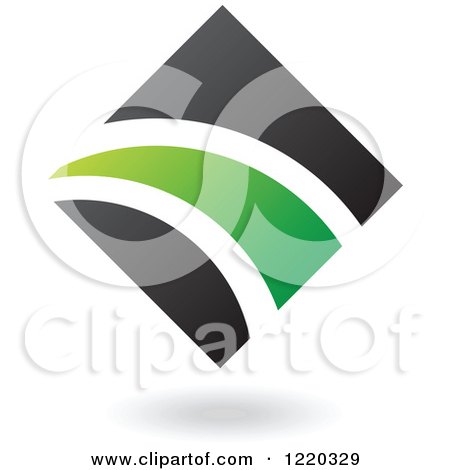Clipart of a Black and Green Abstract Diamond 2 - Royalty Free Vector Illustration by cidepix