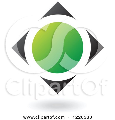 Clipart of a Black and Green Abstract Diamond 3 - Royalty Free Vector Illustration by cidepix