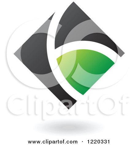 Clipart of a Black and Green Abstract Diamond - Royalty Free Vector Illustration by cidepix