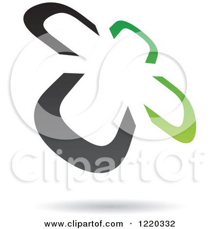 Clipart of a Floating Green and Black Windmill Icon - Royalty Free Vector Illustration by cidepix