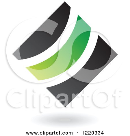Clipart of a Black and Green Abstract Diamond 7 - Royalty Free Vector Illustration by cidepix