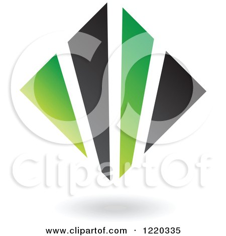 Clipart of a Black and Green Abstract Diamond 5 - Royalty Free Vector Illustration by cidepix