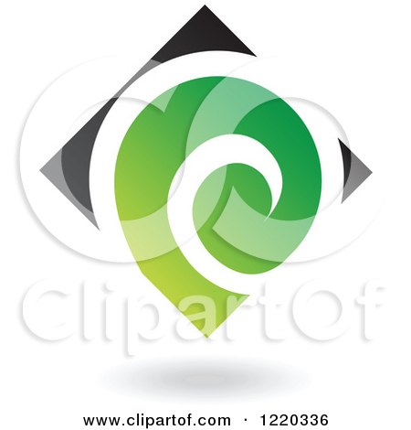 Clipart of a Black and Green Abstract Diamond 6 - Royalty Free Vector Illustration by cidepix