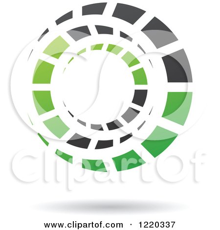 Clipart of a Floating Green and Black Circle Icon - Royalty Free Vector Illustration by cidepix