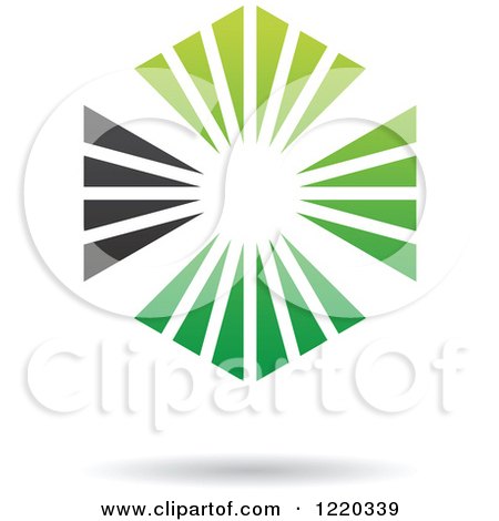 Clipart of a Floating Green and Black Rays Icon - Royalty Free Vector Illustration by cidepix