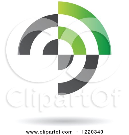 Clipart of a Floating Green and Black Abstract Icon 3 - Royalty Free Vector Illustration by cidepix