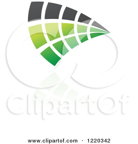 Clipart of a Floating Green and Black Abstract Icon 2 - Royalty Free Vector Illustration by cidepix