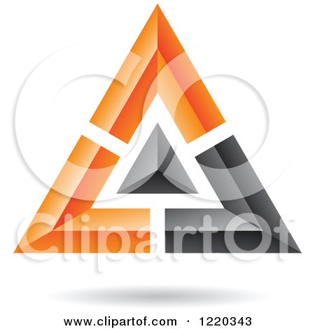 Clipart of a Floating 3d Black and Orange Pyramid Icon - Royalty Free Vector Illustration by cidepix