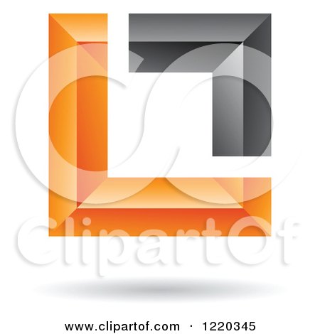 Clipart of a Floating 3d Black and Orange Square Icon - Royalty Free Vector Illustration by cidepix