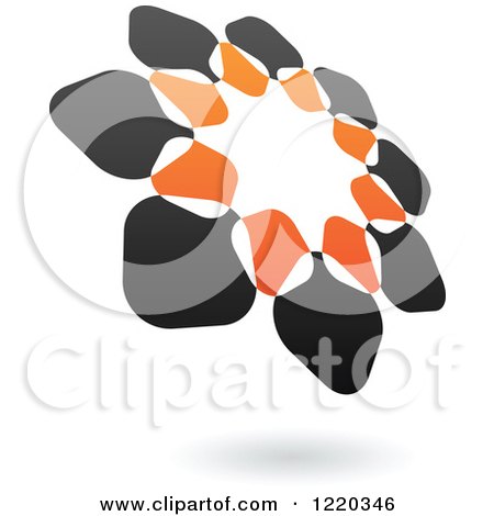 Clipart of a Floating Black and Orange Abstract Ring Icon 5 - Royalty Free Vector Illustration by cidepix