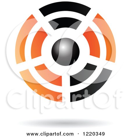 Clipart of a Floating 3d Black and Orange Target Icon - Royalty Free Vector Illustration by cidepix