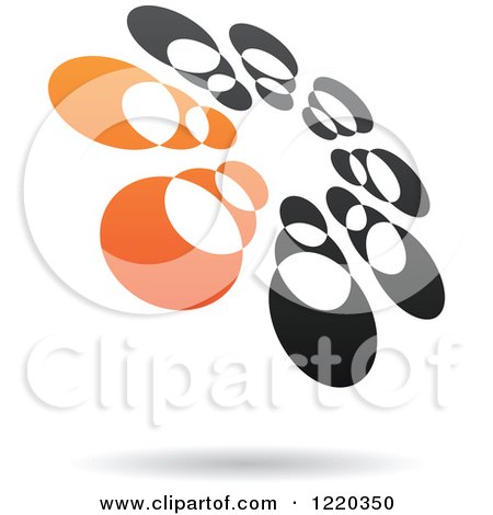 Clipart of a Floating Black and Orange Abstract Ring Icon 6 - Royalty Free Vector Illustration by cidepix