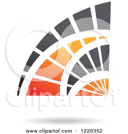 Clipart of a Floating Black and Orange Abstract Icon 3 - Royalty Free Vector Illustration by cidepix