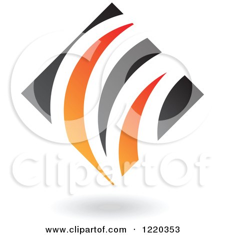 Clipart of a Black and Orange Abstract Diamond 6 - Royalty Free Vector Illustration by cidepix