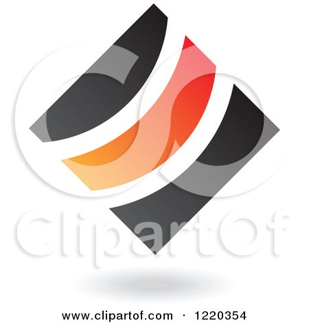 Clipart of a Black and Orange Abstract Diamond 5 - Royalty Free Vector Illustration by cidepix