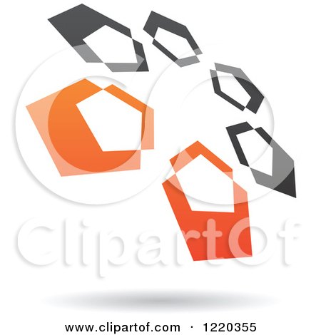 Clipart of a Floating Black and Orange Abstract Ring Icon 7 - Royalty Free Vector Illustration by cidepix
