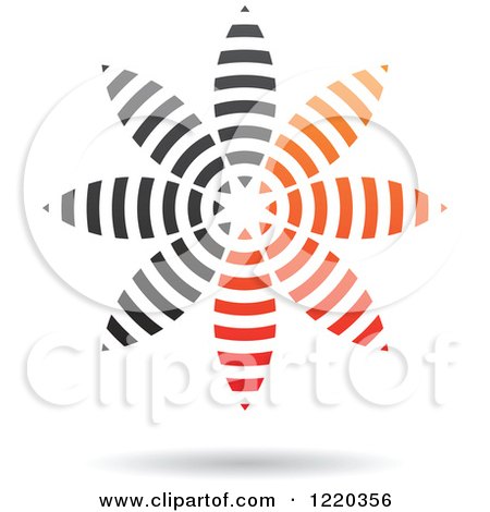 Clipart of a Floating Black and Orange Abstract Ring Icon 8 - Royalty Free Vector Illustration by cidepix