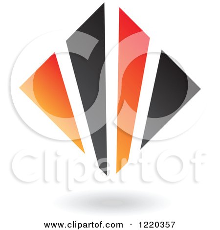 Clipart of a Black and Orange Abstract Diamond 4 - Royalty Free Vector Illustration by cidepix
