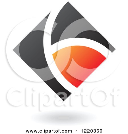 Clipart of a Black and Orange Abstract Diamond - Royalty Free Vector Illustration by cidepix