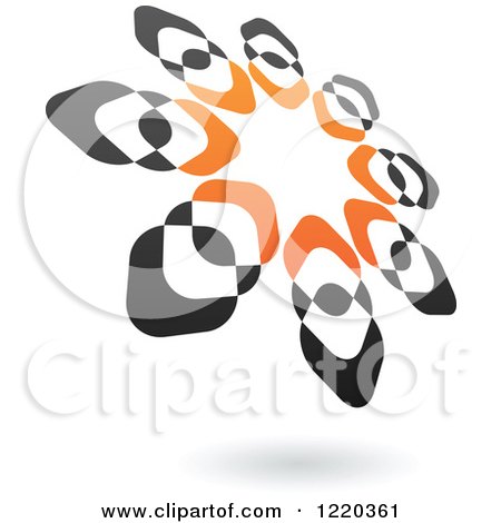 Clipart of a Floating Black and Orange Abstract Ring Icon 2 - Royalty Free Vector Illustration by cidepix