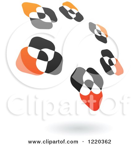 Clipart of a Floating Black and Orange Abstract Ring Icon 4 - Royalty Free Vector Illustration by cidepix