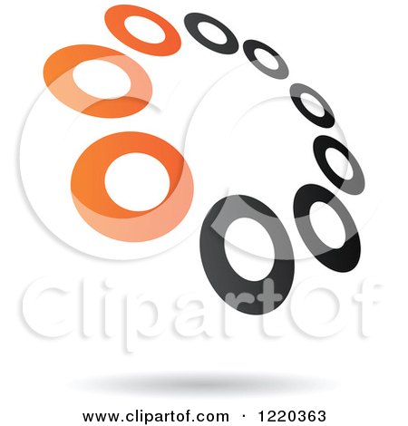 Clipart of a Floating Black and Orange Abstract Ring Icon 10 - Royalty Free Vector Illustration by cidepix