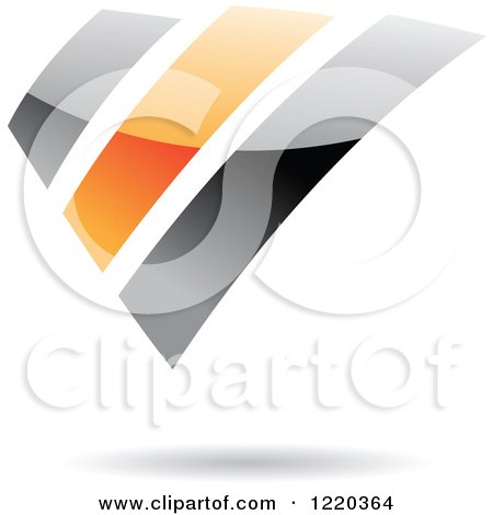 Clipart of a Floating Black and Orange Abstract Icon 2 - Royalty Free Vector Illustration by cidepix