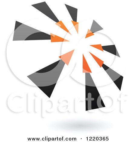 Clipart of a Floating Black and Orange Abstract Ring Icon - Royalty Free Vector Illustration by cidepix