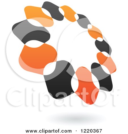 Clipart of a Floating Black and Orange Abstract Ring Icon 3 - Royalty Free Vector Illustration by cidepix