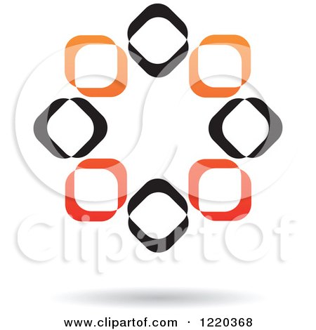 Clipart of a Floating Black and Orange Abstract Ring Icon 9 - Royalty Free Vector Illustration by cidepix
