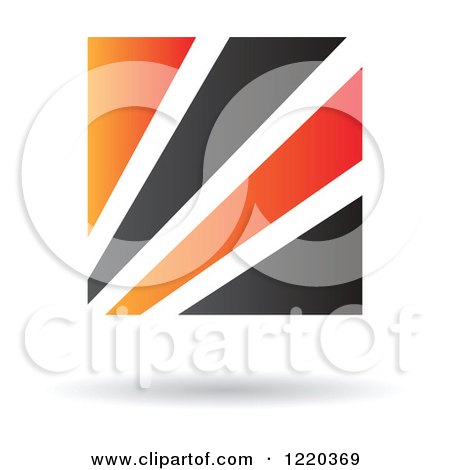Clipart of a Floating Black and Orange Abstract Icon - Royalty Free Vector Illustration by cidepix