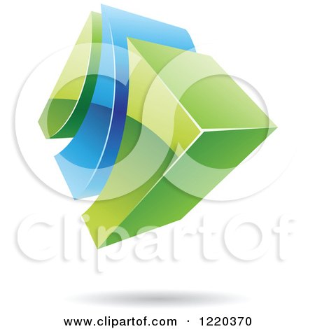 Clipart of a 3d Green and Blue Abstract Icon 3 - Royalty Free Vector Illustration by cidepix