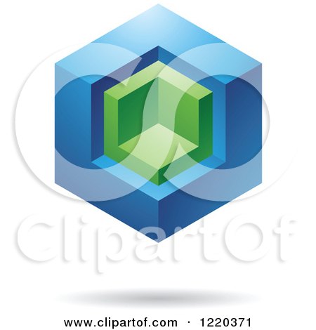 Clipart of a 3d Green and Blue Cube Icon 2 - Royalty Free Vector Illustration by cidepix