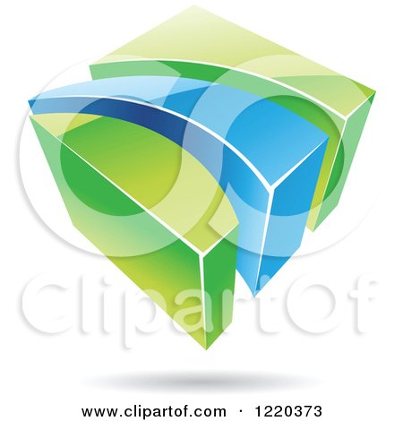 Clipart of a 3d Green and Blue Abstract Icon - Royalty Free Vector Illustration by cidepix