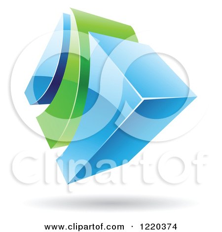 Clipart of a 3d Green and Blue Abstract Icon 4 - Royalty Free Vector Illustration by cidepix