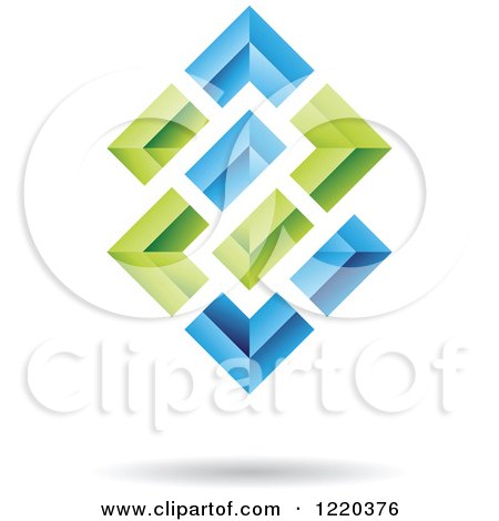 Clipart of a 3d Green and Blue Abstract Icon 2 - Royalty Free Vector Illustration by cidepix
