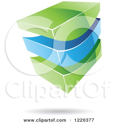 Clipart of a 3d Green and Blue Abstract Icon 2 - Royalty Free Vector Illustration by cidepix