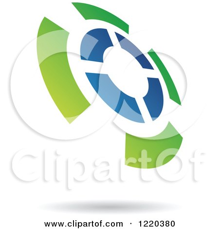 Clipart of a Green and Blue Target Icon - Royalty Free Vector Illustration by cidepix