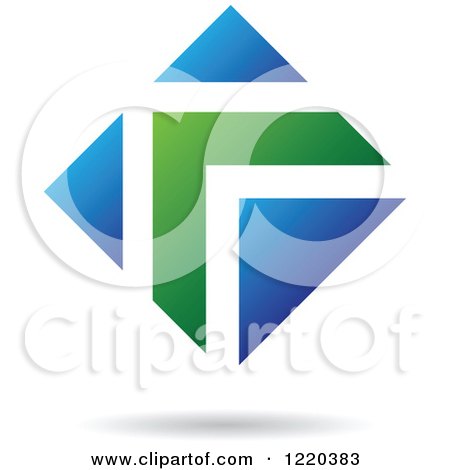 Clipart of a Green and Blue Diamond Icon 3 - Royalty Free Vector Illustration by cidepix