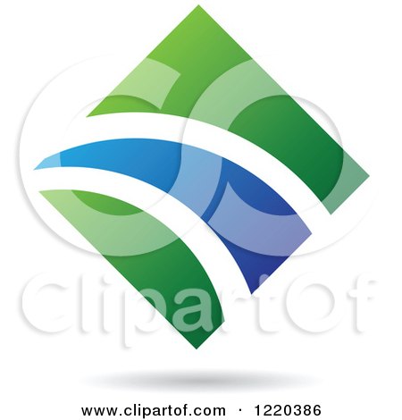 Clipart of a Green and Blue Diamond Icon 2 - Royalty Free Vector Illustration by cidepix