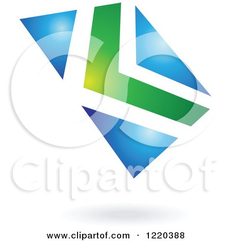 Clipart of a Green and Blue Arrow Icon - Royalty Free Vector Illustration by cidepix