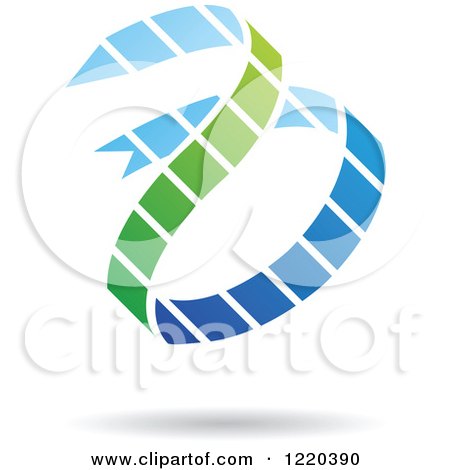 Clipart of a Green and Blue Ribbon Icon - Royalty Free Vector Illustration by cidepix